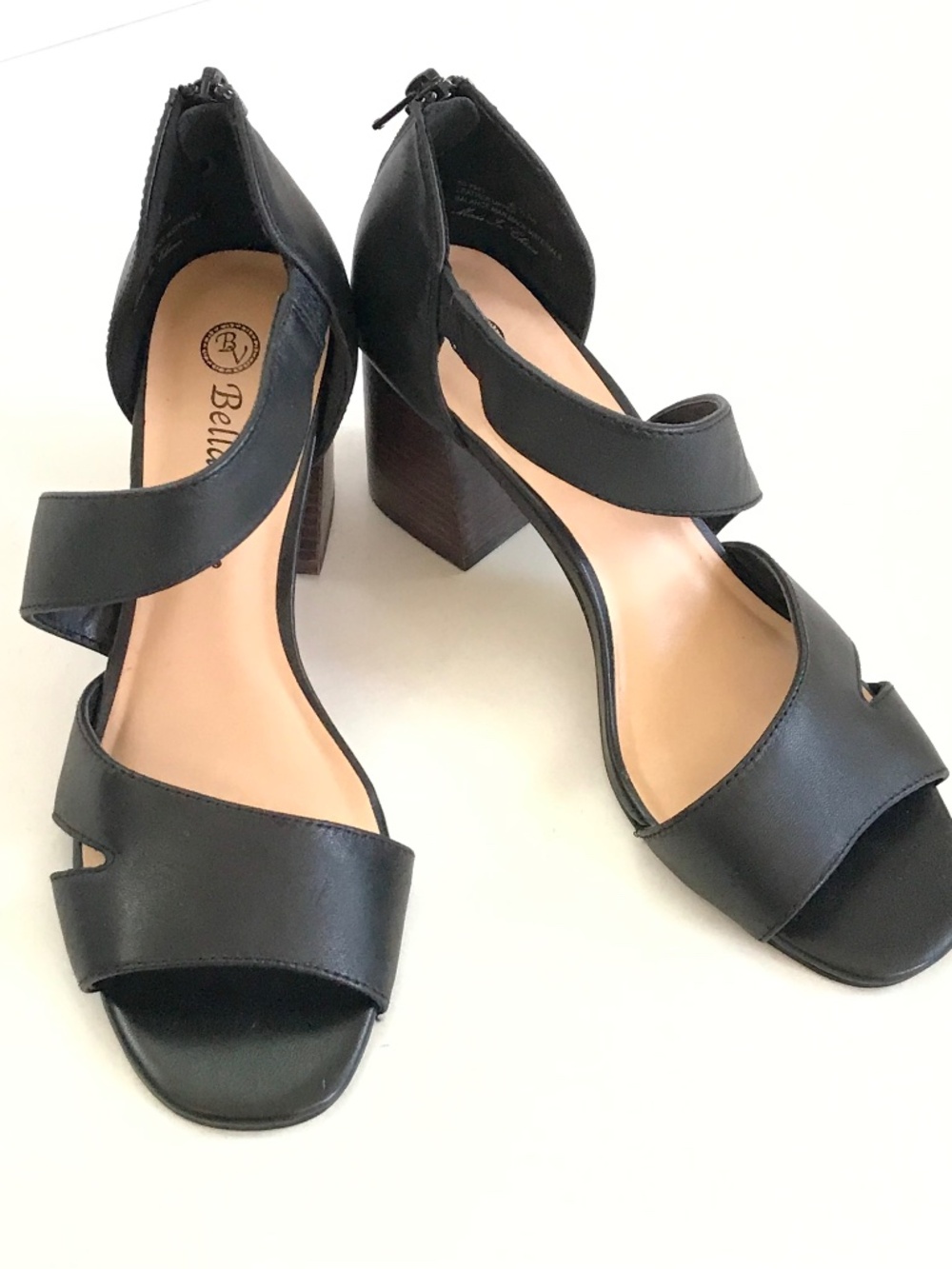 BELLA VITA Heeled Sandals Black Leather Heels Korrine Women’s Shoes Size 6.5